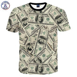 Mr.1991INC New Fashion Funny 3D t-shirt men/women's 3D Tshirt printed lots of money dollars T-shirt tops MDT114
