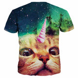 Men's T-Shirt 3D Print Horned Cat