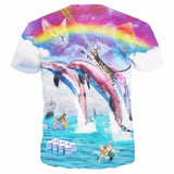 Men's 3D T-Shirt Leaping Rainbow Dolphin Cat