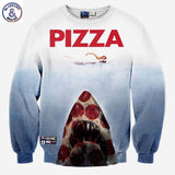 Men's Pullovers 3D Pizza Shark Hoodie