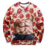 Men's 3d Sweatshirts Muscle Pizza Pullover